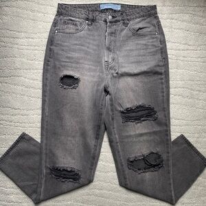 Indigo Rising Black Wash Distressed Ripped Women’s Jeans Size 7/8